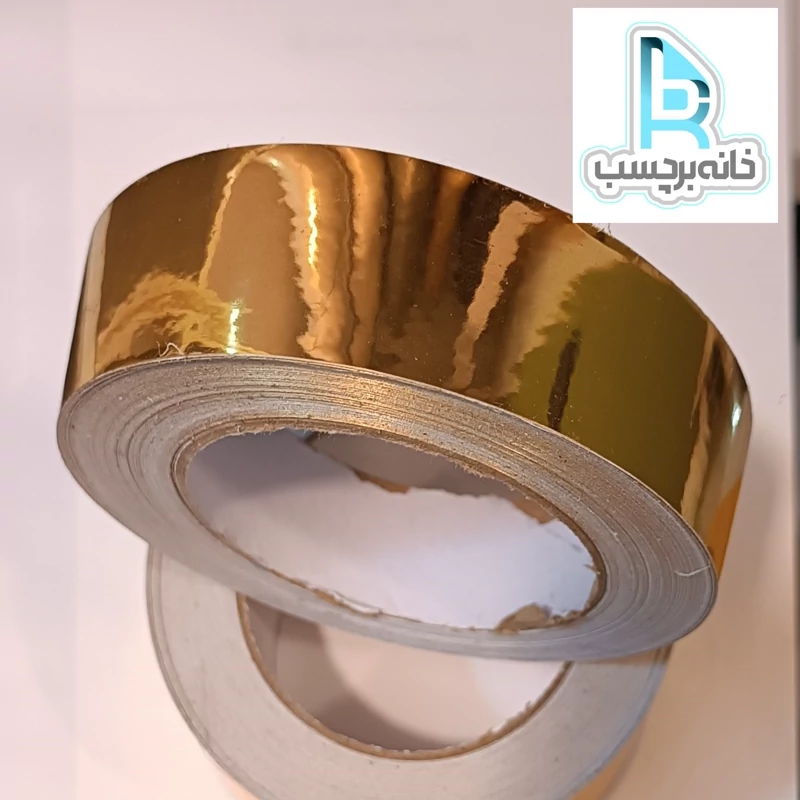 برچسب نواری استیل براق طلایی سه سانت