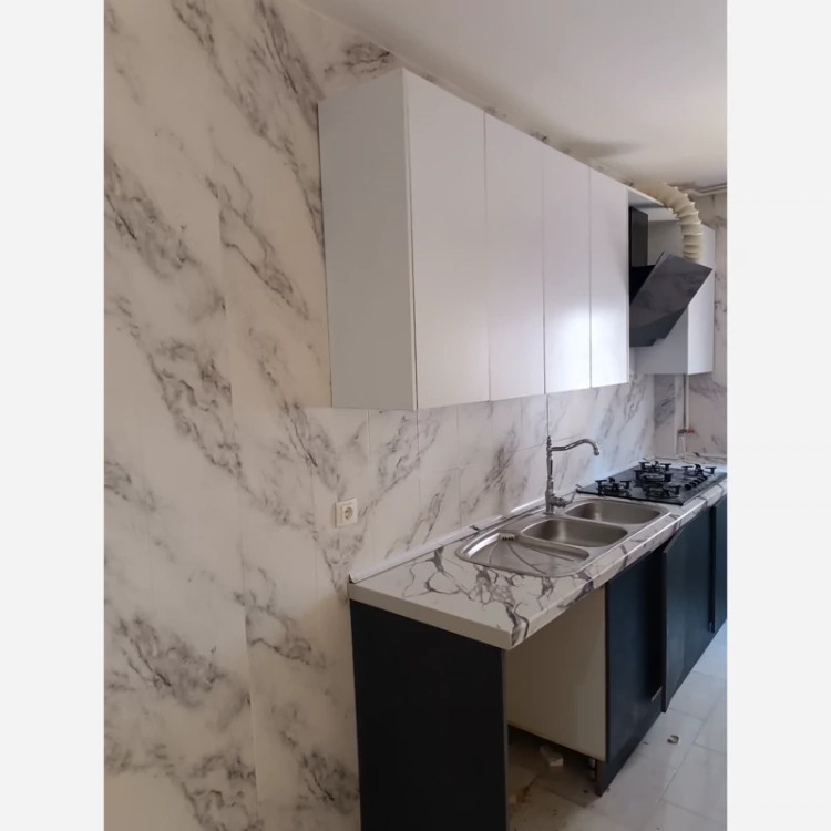 برچسب کابینت طرح سنگ مات کد 3533 سفید رگه طوسی ضخیم