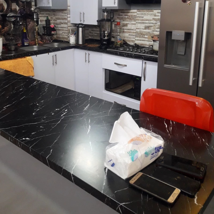 برچسب کابینت کد 3545 سنگ مشکی مات رگه دار سفید