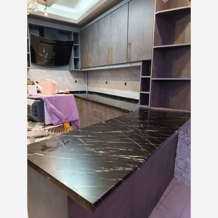 برچسب کابینت کد 3545 سنگ مشکی مات رگه دار سفید