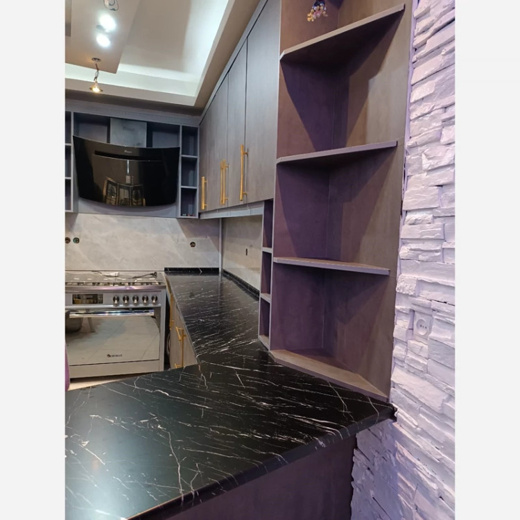 برچسب کابینت کد 3545 سنگ مشکی مات رگه دار سفید