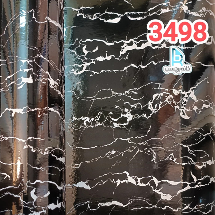 برچسب طرح سنگ هایگلاس کد 3498 مشکی رگه سفید