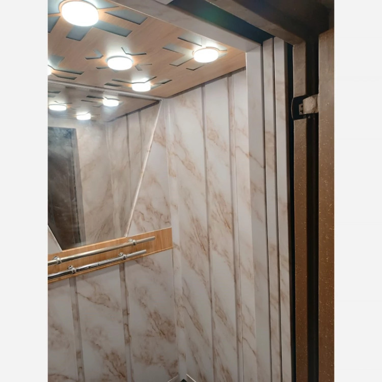 برچسب کابینت طرح سنگ مات کد 3541 سفید رگه طلایی و قهوه ای