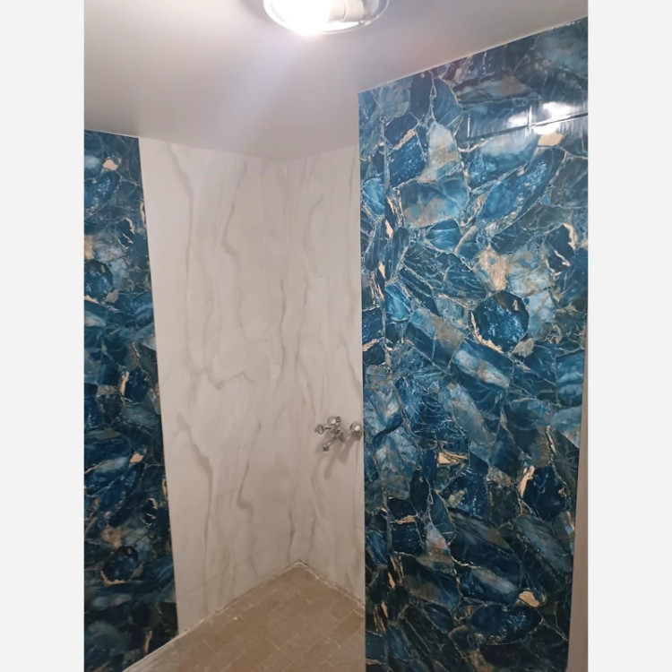 برچسب کابینت طرح سنگ هایگلاس کد 3548 مرمری آبی و سرمه ای