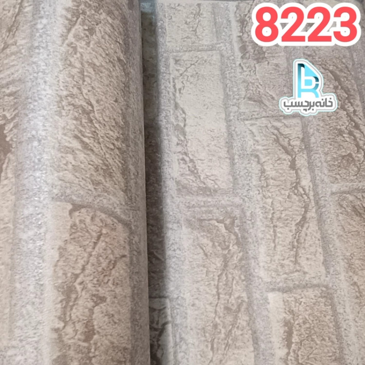 برچسب طرح آجر پفکی کد 8223 کرم طوسی فوق برجسته