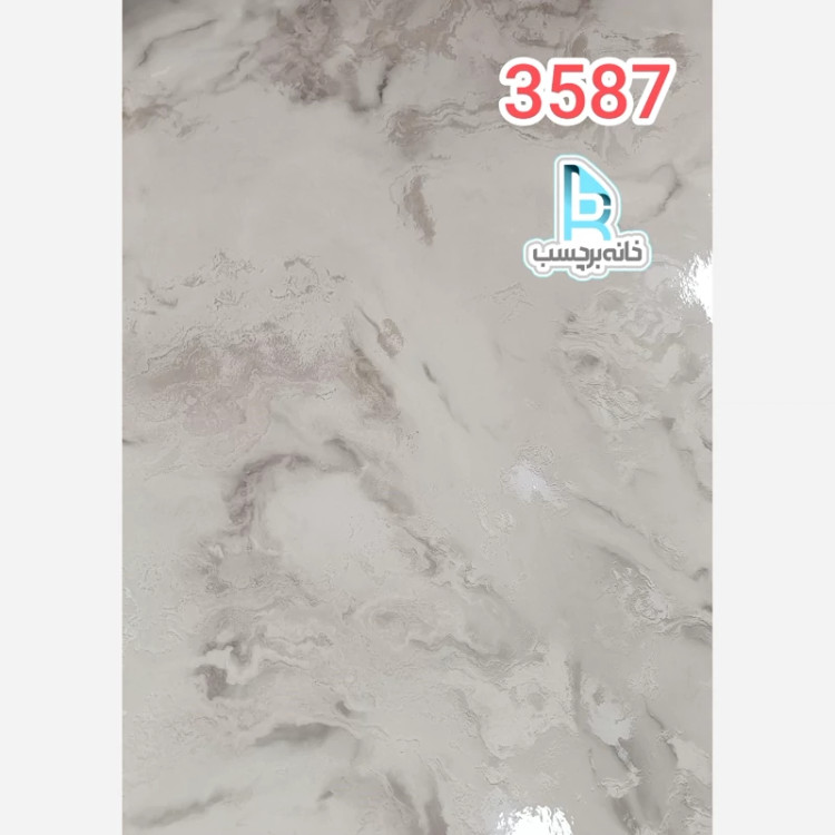 برچسب کابینت طرح سنگ هایگلاس کد 3587 طوسی با رگه های بژ