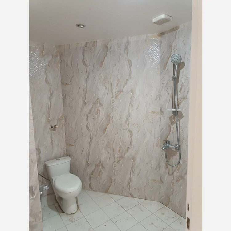 برچسب کابینت طرح سنگ هایگلاس کد 3584 طوسی رگه طلایی