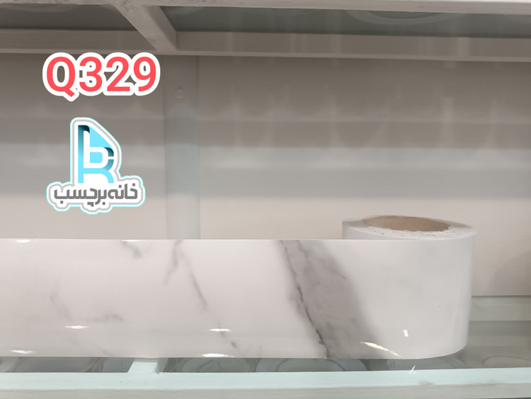 برچسب قرنیزی کد Q329 طرح سنگ ماربل های گلاس سفید با رگه های طوسی