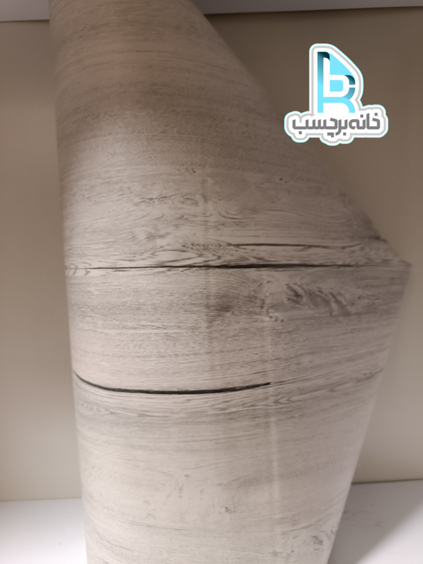 برچسب کابینت طرح چوب سفید طوسی با رگه های مشکی