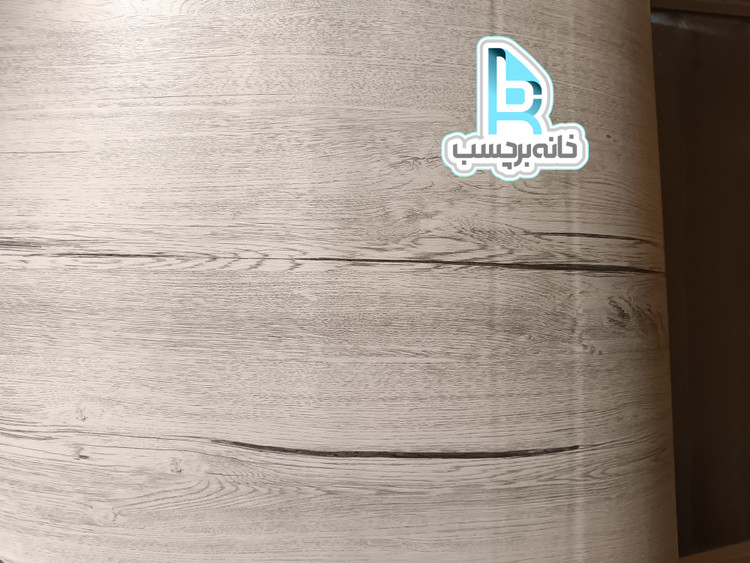 برچسب کابینت طرح چوب سفید طوسی با رگه های مشکی