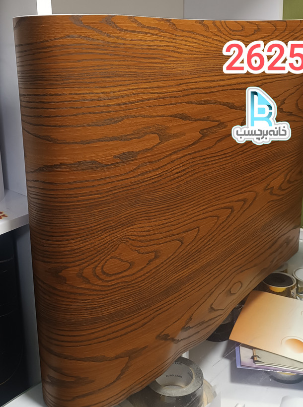 برچسب کابینت کد ۲۶۲۵ طرح چوب طبیعی هوهای عسلی تیره با بافت درشت عرض ۶۰ سانت