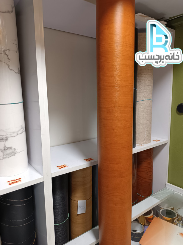 برچسب کابینت کد ۲۹۰۹ طرح چوب قهوهای نارنجی عرض ۹۰ سانت