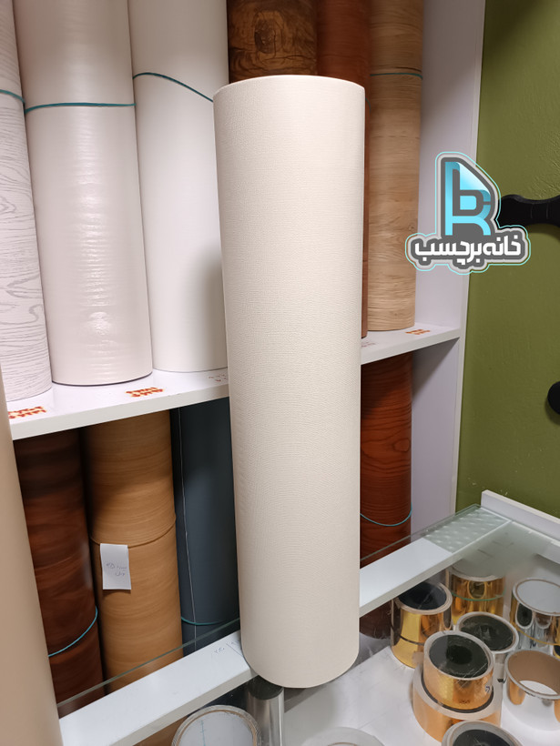 برچسب کابینت کد ۲۶۹۱ طرح کنف سفید شیری برجسته عرض ۶۰ سانت با پوشانندگی خوب جون